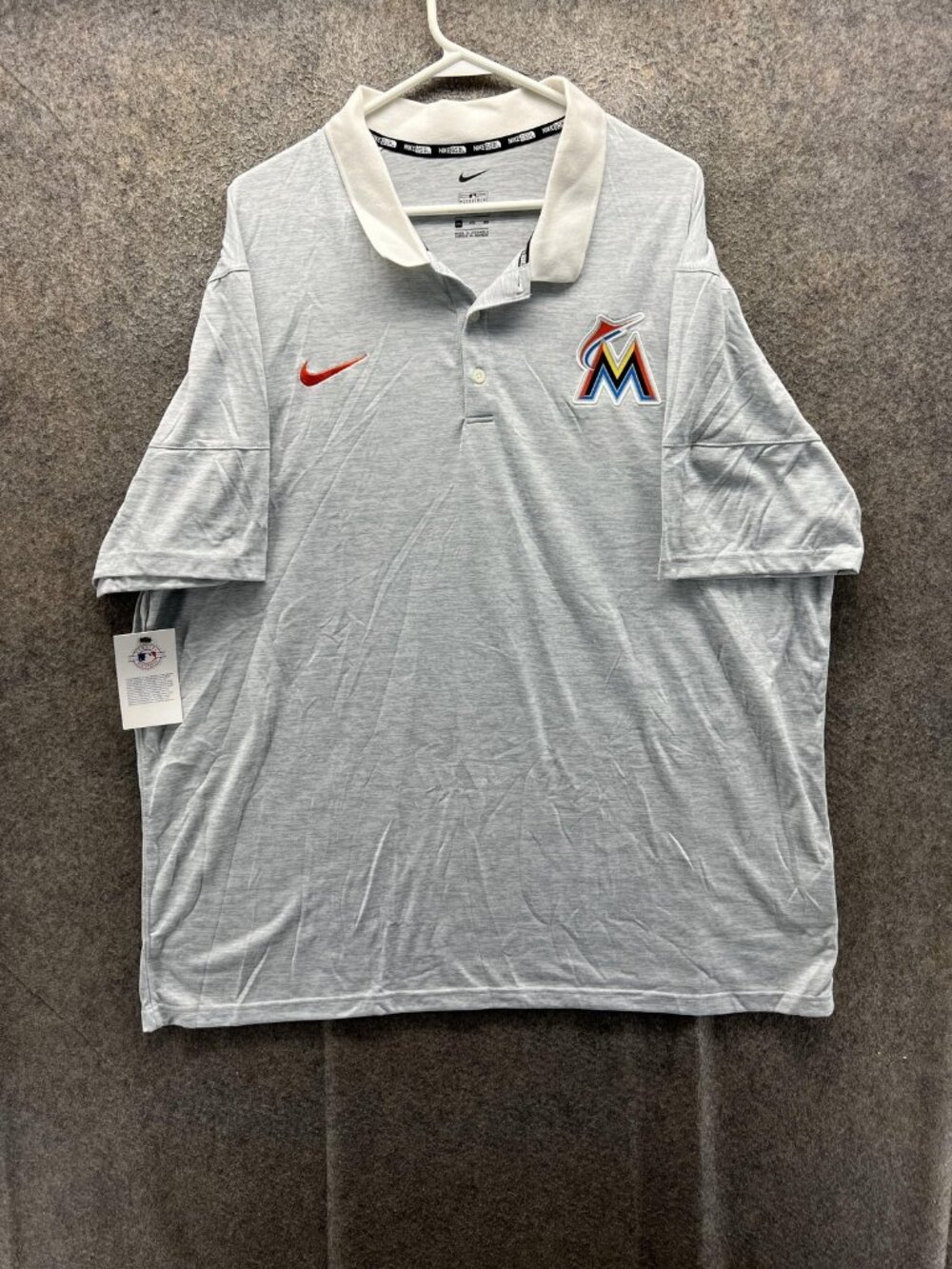 Nike Miami Marlins Shirt Polo Mens 3XL Gray MLB Baseball Genuine Merchandise
